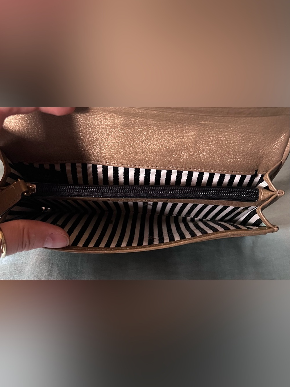 L.A.M.B. Dorset Gold Wallet Embossed with Black and White Faux Snakeskin - Picture 7 of 15